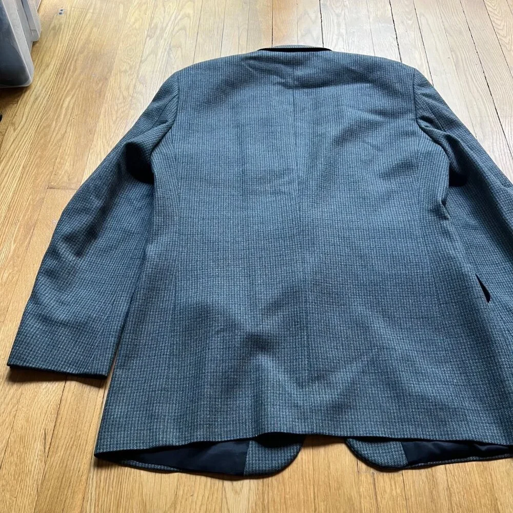 Oscar De La Renta Mens Size 42L Gray Houndstooth Single Breasted Blazer Jacket - Picture 15 of 15